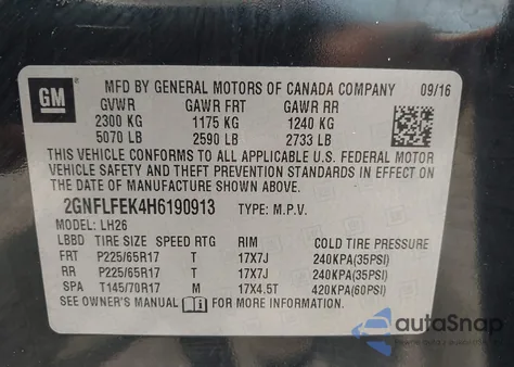 2017 Chevrolet Equinox Lt from USA, damaged, VIN 2GNFLFEK4H6190913